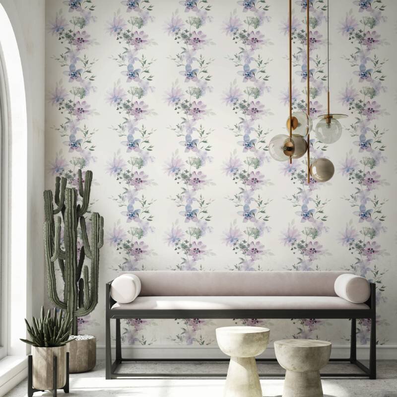 Tapete Grün, Lila, Flieder, Pastell, Weiß Novamur Vliestapete (1044792)