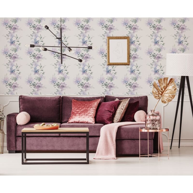 Tapete Grün, Lila, Flieder, Pastell, Weiß Novamur Vliestapete (1044792)