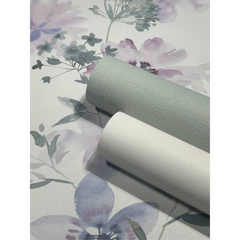 Tapete Grün, Lila, Flieder, Pastell, Weiß Novamur Vliestapete (1044792)