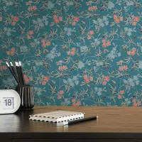 Tapete Blau, Gr&uuml;n, Orange, Terrakotta, Petrol...