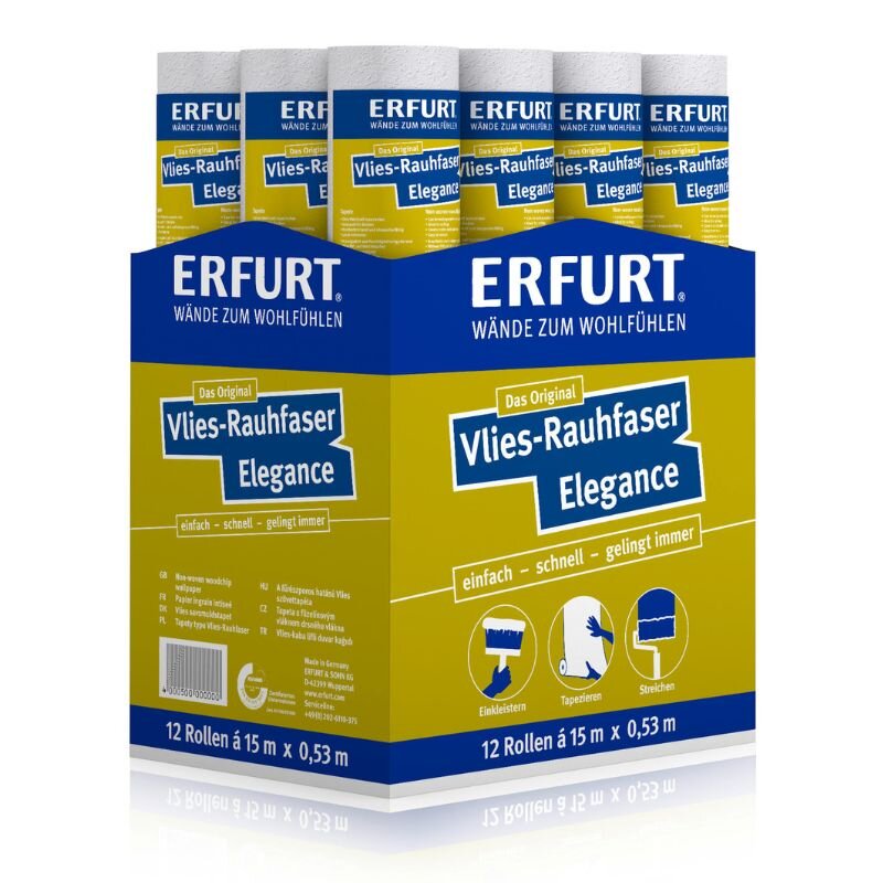 ERFURT Vlies-Rauhfaser Elegance, Karton 15 x 0,53 m (12 x Rolle)