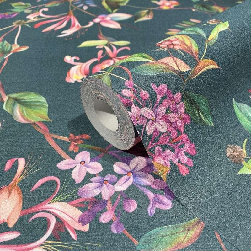 Tapete Grün, Blau, Petrol, Pink Marburg Vliestapete (1043385)