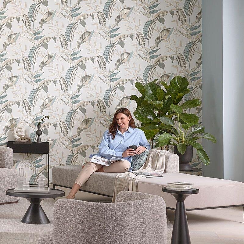 Tapete Beige, Creme, Blau, Grün ELLE Decoration Vliestapete (1043322)