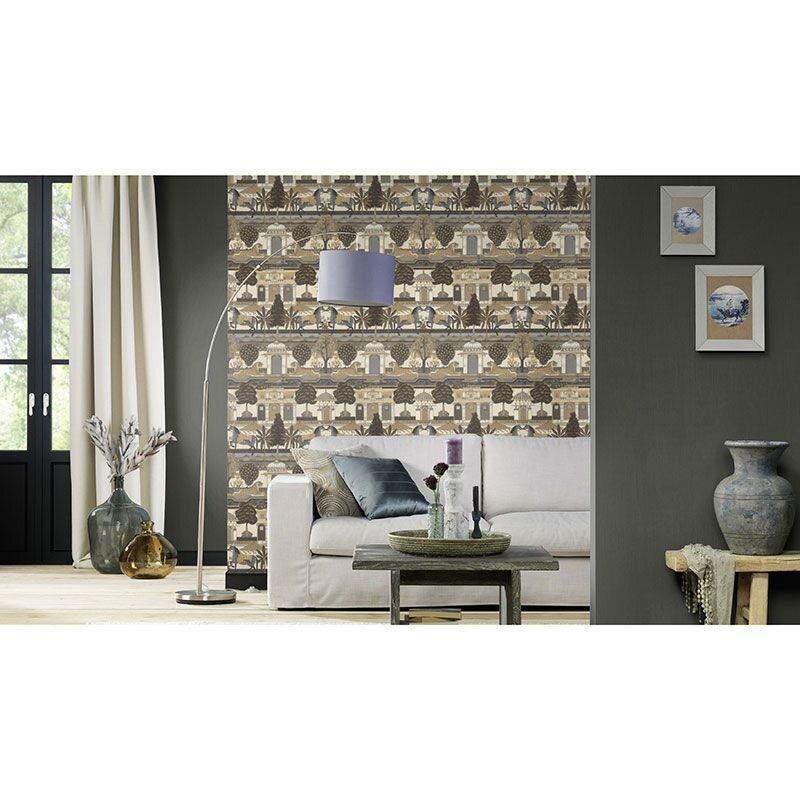 Tapete Beige, Creme, Grau, Silber, Schwarz, Anthrazit Rasch Vliestapete (1042819)