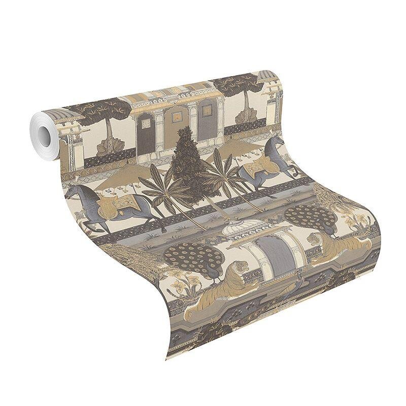 Tapete Beige, Creme, Grau, Silber, Schwarz, Anthrazit Rasch Vliestapete (1042819)