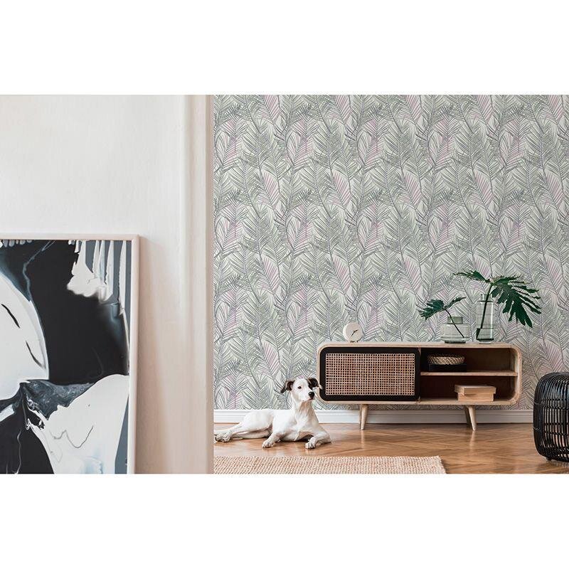 Tapete Grau, Silber, Grün, Rosa, Rose, Weiß innova Vliestapete (1042531)