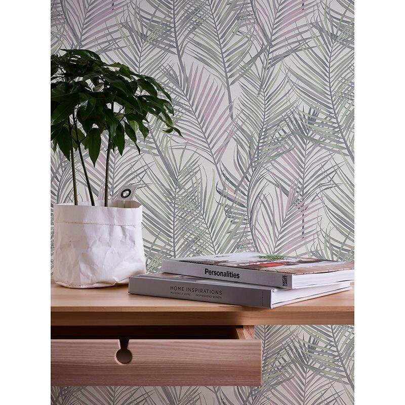 Tapete Grau, Silber, Grün, Rosa, Rose, Weiß innova Vliestapete (1042531)