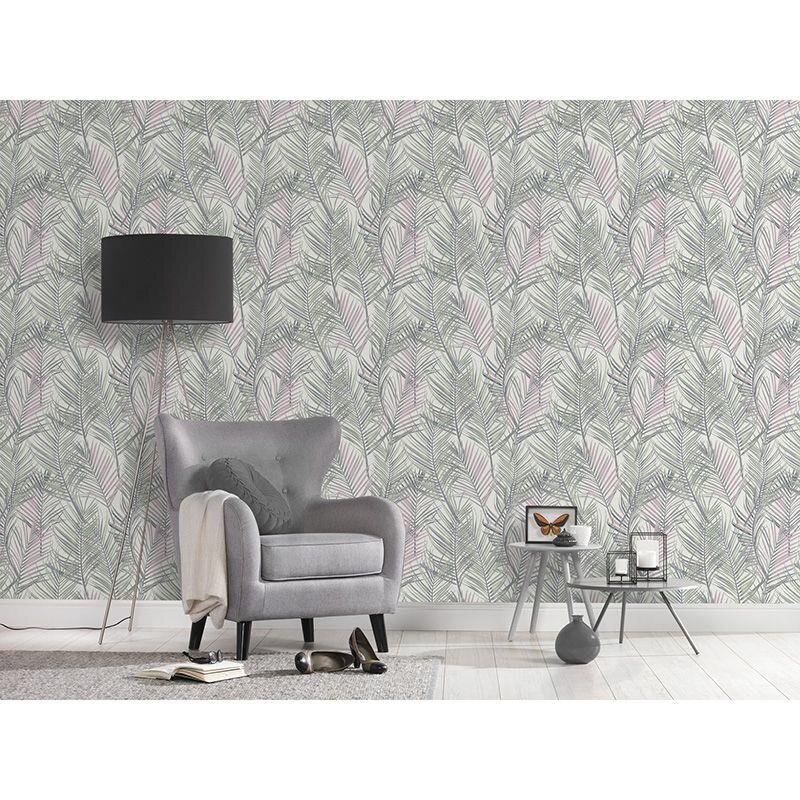 Tapete Grau, Silber, Grün, Rosa, Rose, Weiß innova Vliestapete (1042531)