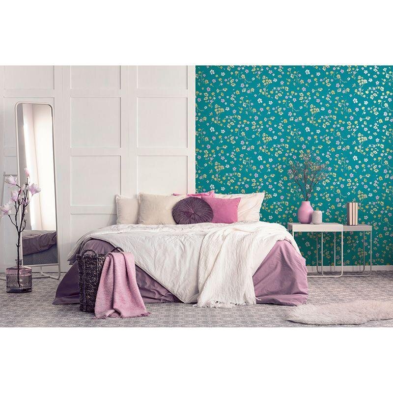 Tapete Blau, Gelb, Vanille, Grün, Petrol, Türkis livingwalls Vliestapete (1042266)