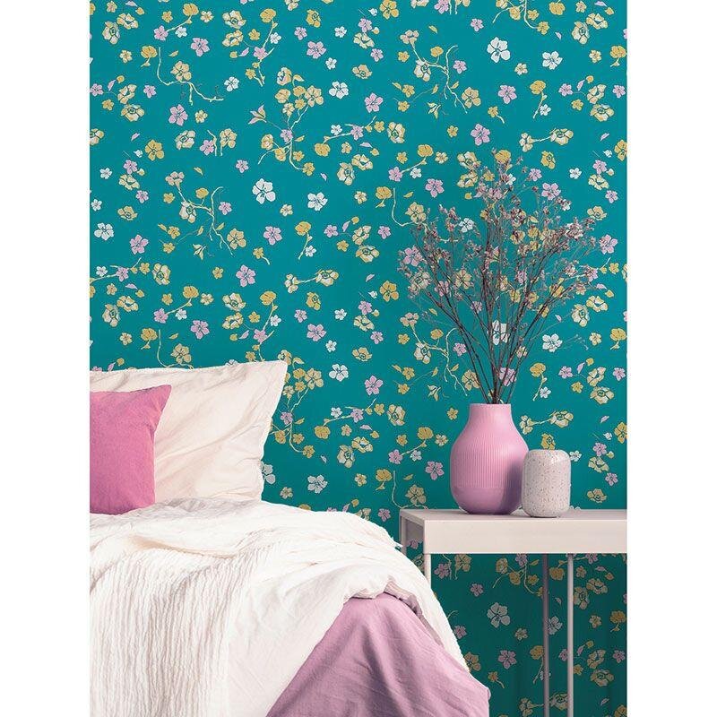 Tapete Blau, Gelb, Vanille, Grün, Petrol, Türkis livingwalls Vliestapete (1042266)