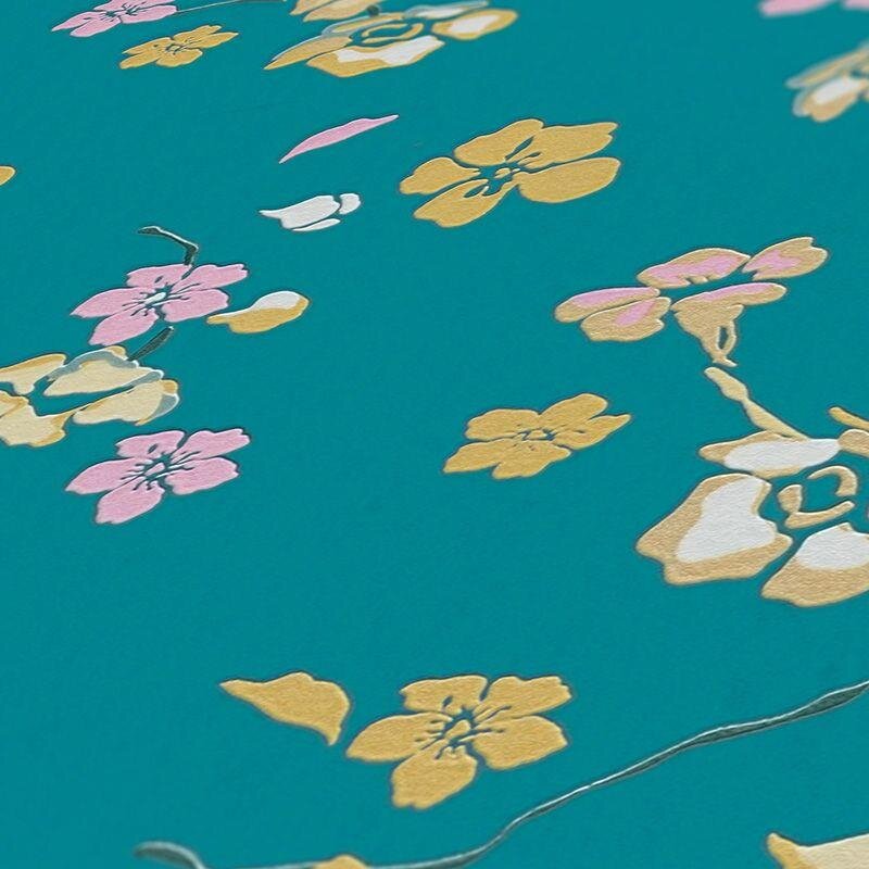 Tapete Blau, Gelb, Vanille, Grün, Petrol, Türkis livingwalls Vliestapete (1042266)