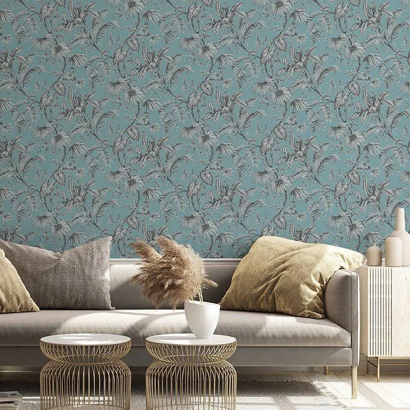 Tapete Blau, Schwarz-Weiß Novamur Vliestapete (1041899)