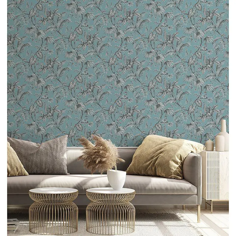 Tapete Blau, Schwarz-Weiß Novamur Vliestapete (1041899)