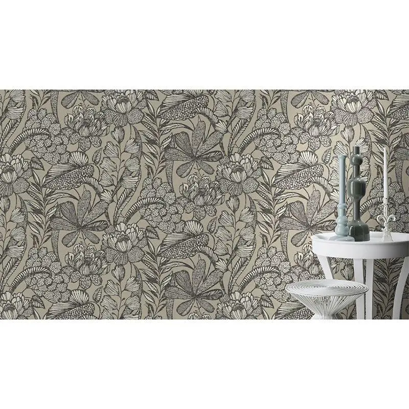 Tapete Greige, Schwarz, Anthrazit Rasch Vliestapete (1041603)