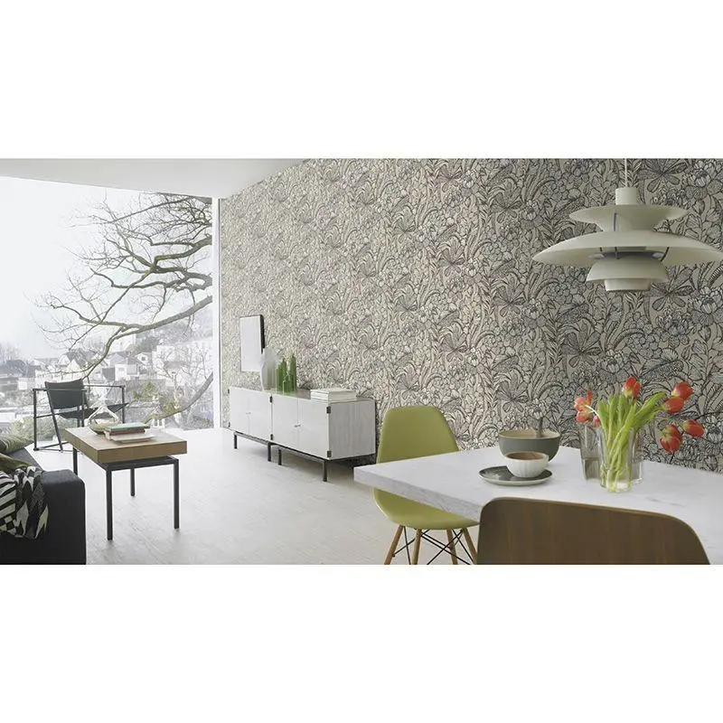 Tapete Greige, Schwarz, Anthrazit Rasch Vliestapete (1041603)