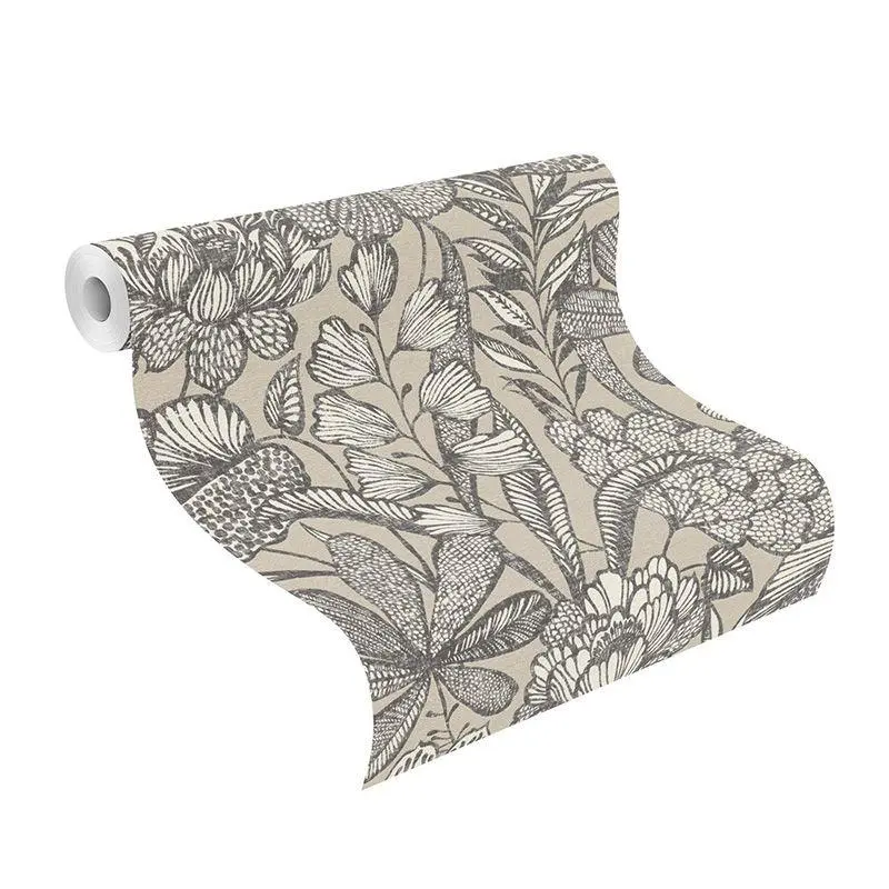 Tapete Greige, Schwarz, Anthrazit Rasch Vliestapete (1041603)