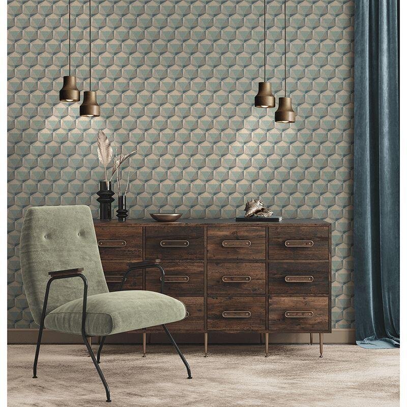 Tapete Beige, Creme, Blau, Braun, Grün Private Walls Vliestapete (1041591)