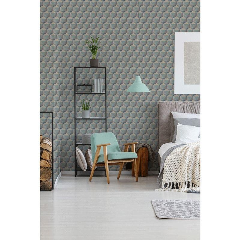 Tapete Beige, Creme, Blau, Braun, Grün Private Walls Vliestapete (1041591)