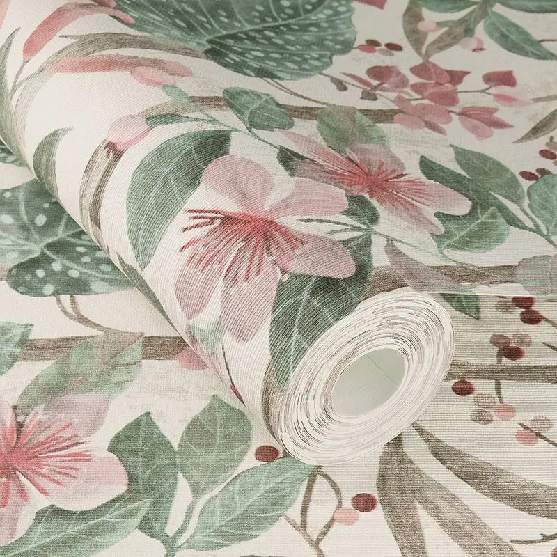 Tapete Braun, Grün, Rosa, Rose Rasch Vliestapete (1041498)