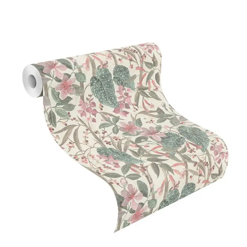 Tapete Braun, Grün, Rosa, Rose Rasch Vliestapete (1041498)