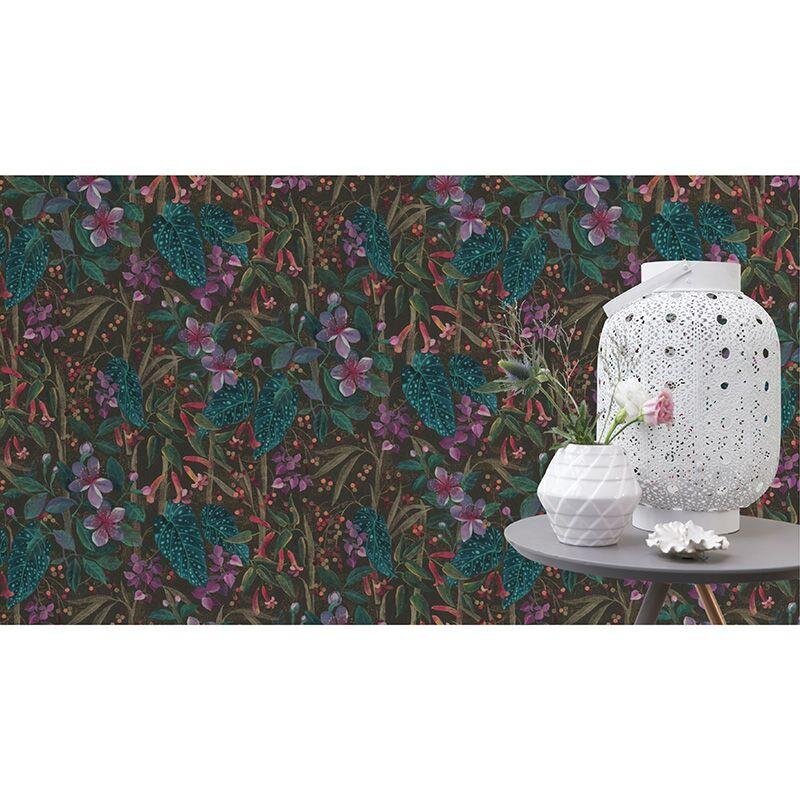 Tapete Braun, Grün, Lila, Flieder, Rosa, Rose Rasch Vliestapete (1041500)