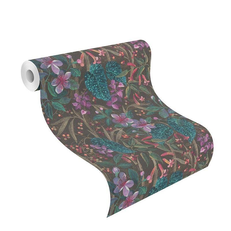 Tapete Braun, Grün, Lila, Flieder, Rosa, Rose Rasch Vliestapete (1041500)