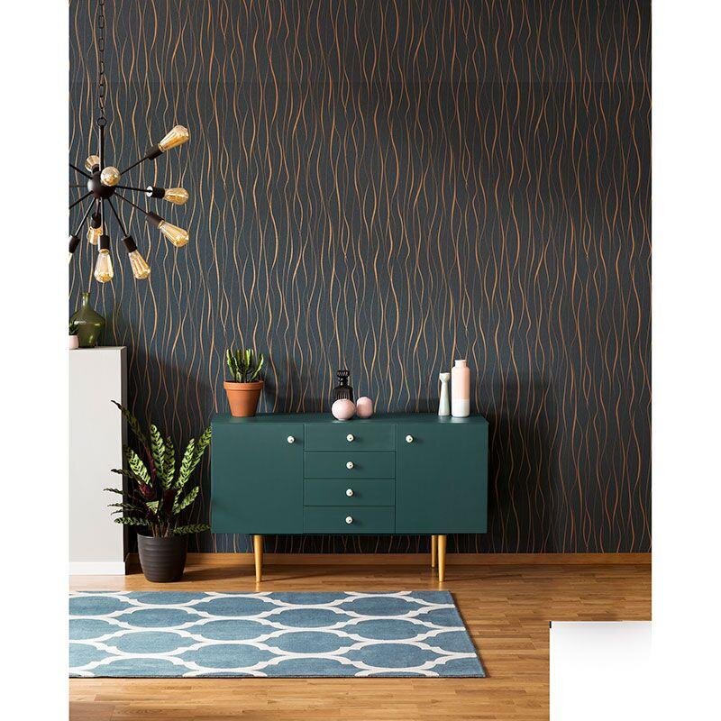 Tapete Gold, Kupfer, Schwarz, Anthrazit Novamur Vliestapete (1041308)