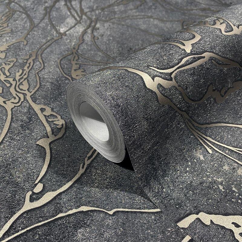 Tapete Grau, Silber, Schwarz, Anthrazit Marburg Vliestapete (1041158)