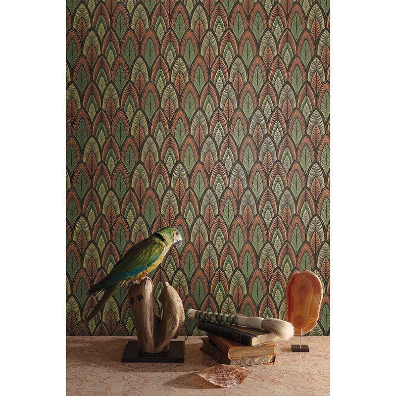 Tapete Gold, Kupfer, Grün, Rot MASUREEL Vliestapete (1040982)