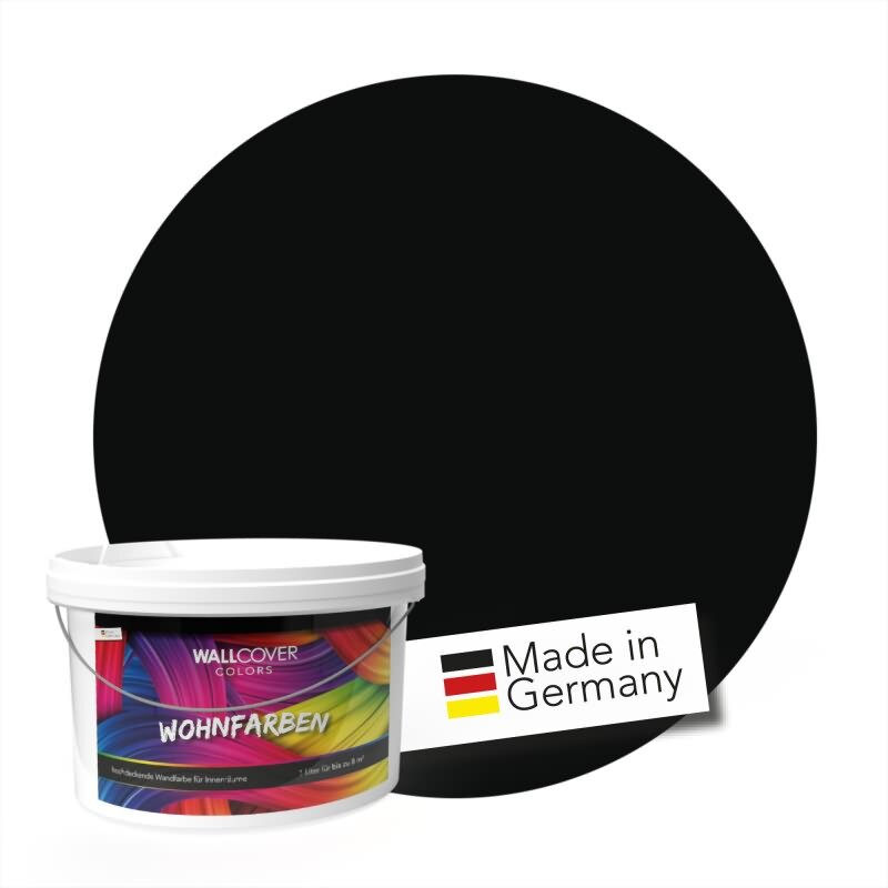 Wandfarbe NCS-S-9000-N Elegantes Anthrazit, Schwarz von Wallcover Colors 1 Liter