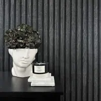 Tapete Holzpaneel Akustikpaneel Schwarz (1044647)