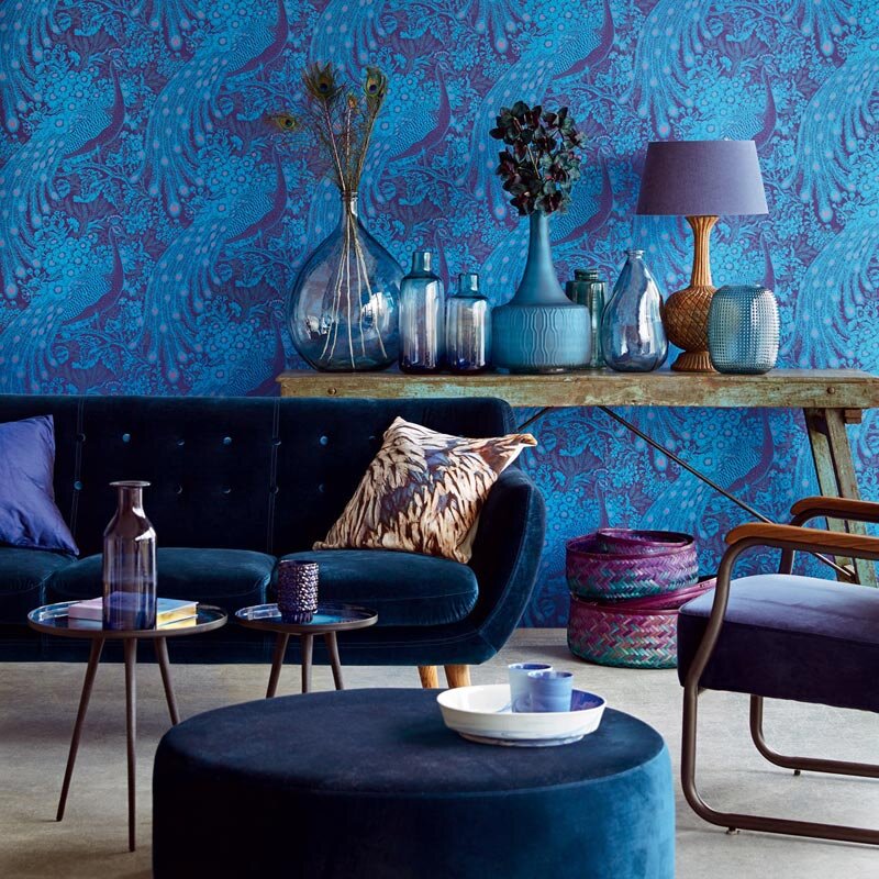 Tapete Blau, Schwarz, Anthrazit Eijffinger Vliestapete (1021612)