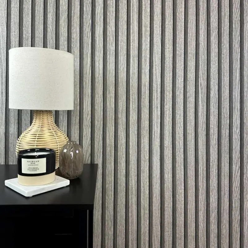 Tapete Holzpaneel Akustikpaneel Grau (1044645)