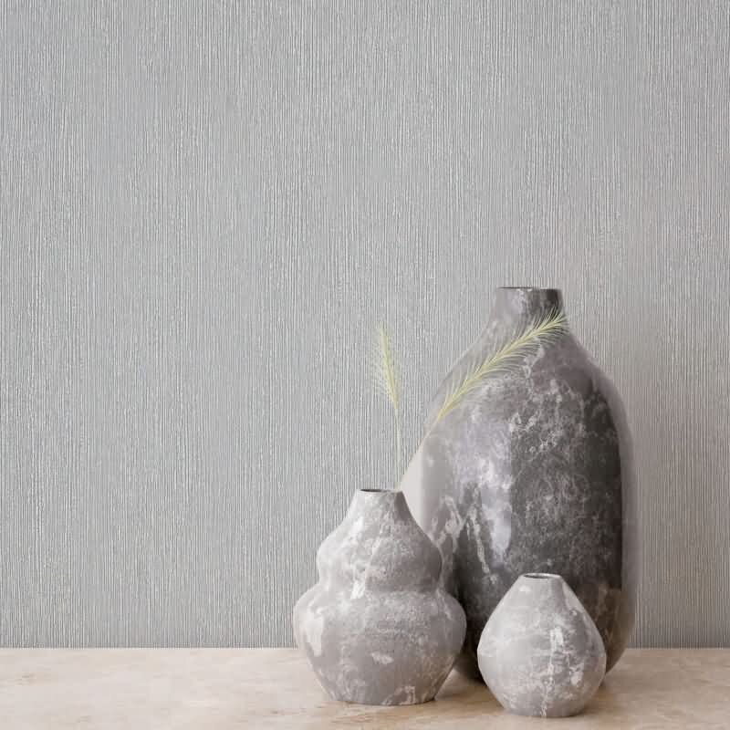 Vliestapete in Textiloptik mit strukturierter Oberfläche grau Uni (KG-171393)