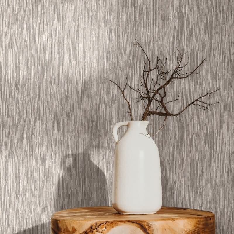 Vliestapete in Textiloptik mit strukturierter Oberfläche grau, braun Uni (KG-171394)