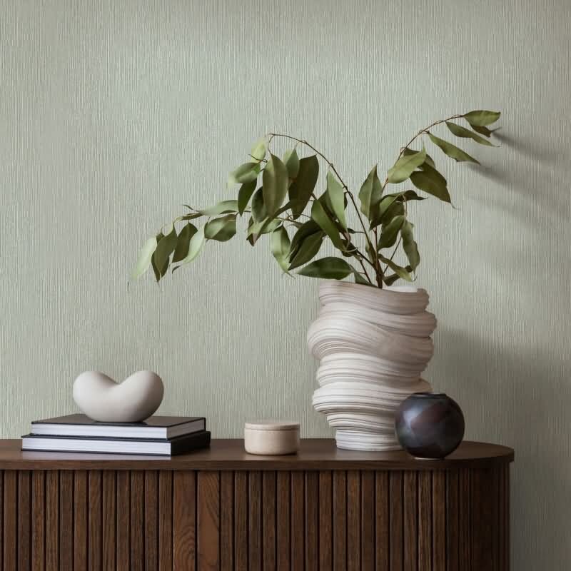 Vliestapete in Textiloptik mit strukturierter Oberfläche grün Uni (KG-171400)