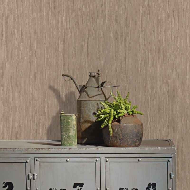 Vliestapete in Textiloptik mit strukturierter Oberfläche braun Uni (KG-171402)