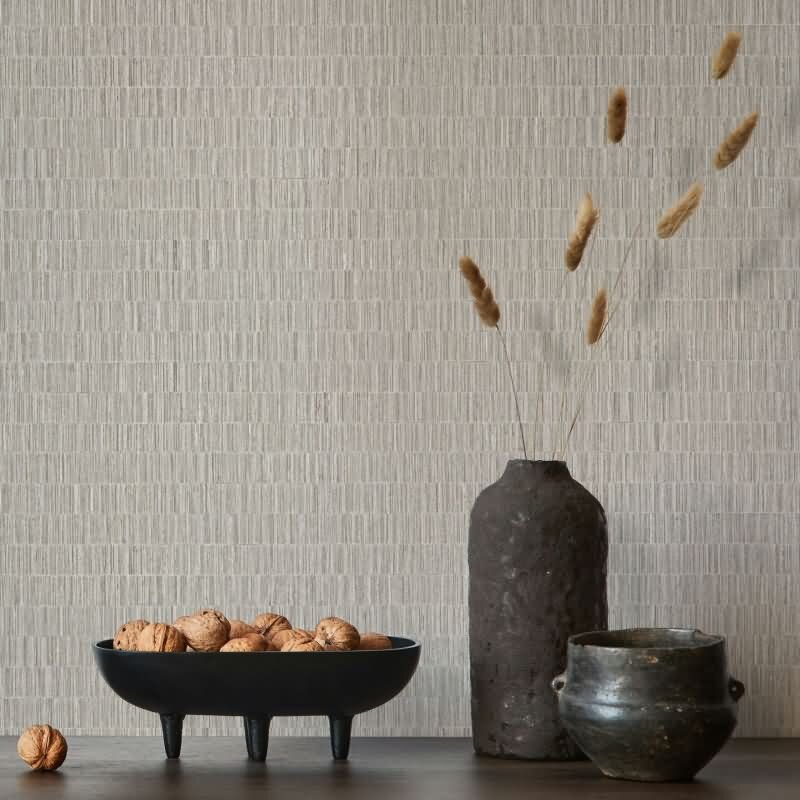 Vliestapete strukturiertes Kachelmotiv beige, braun Textiloptik (KG-171405)