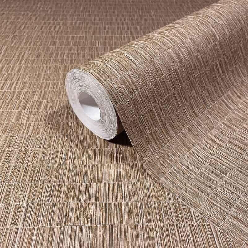 Vliestapete strukturiertes Kachelmotiv braun Textiloptik (KG-171407)