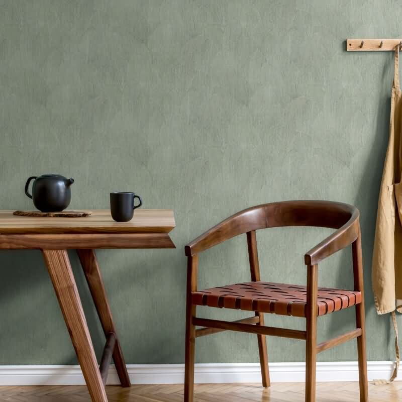 Vliestapete mit strukturiertes Blattmotiv grün Floral (KG-171410)