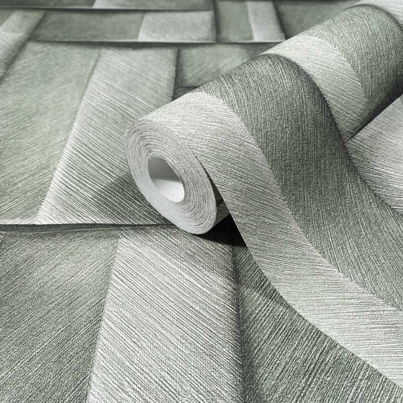 Vliestapete mit Holzmotiv geometrisch grün 3D-Optik (KG-171411)