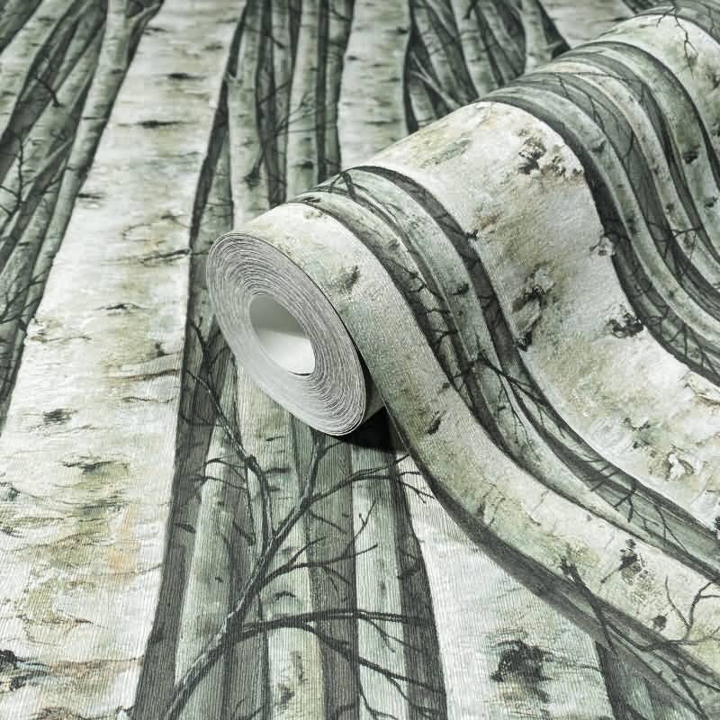 Vliestapete mit Wäldern und Buchenbäumen grün Floral (KG-171413)