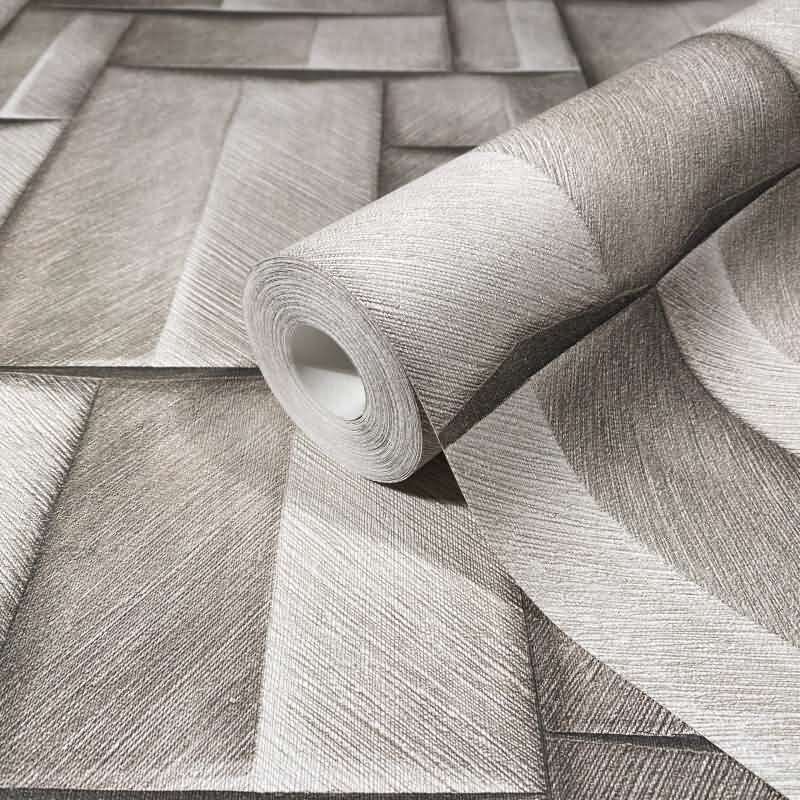 Vliestapete mit Holzmotiv geometrisch weiß, braun 3D-Optik (KG-171417)
