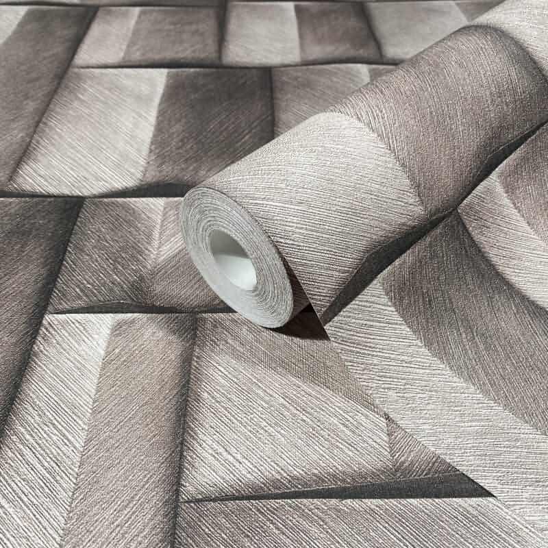 Vliestapete mit Holzmotiv geometrisch braun 3D-Optik (KG-171424)
