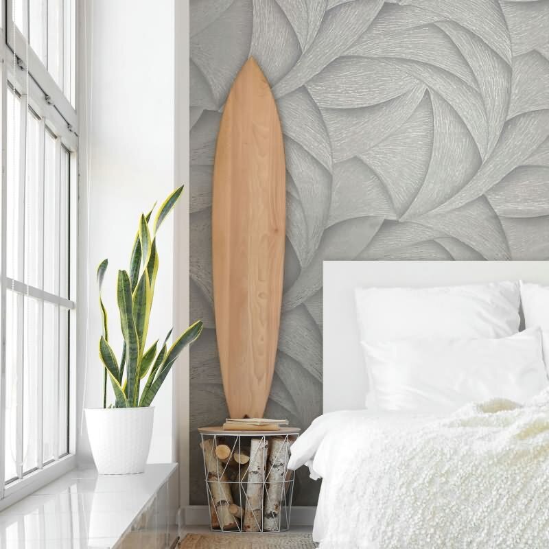 Vliestapete in Grau 3D-Optik Wellen Grafisch Modern für Wohnzimmer Schlafzimmer Küche (KG-171435)
