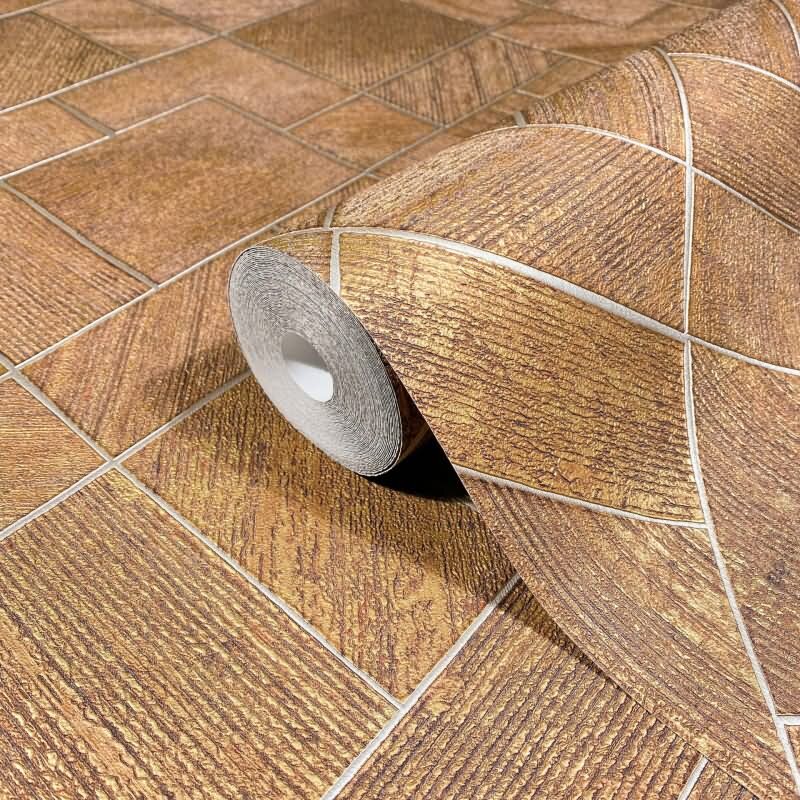 Vliestapete in Gold Karriert, Rautenmuster Grafisch Geometrisch für Wohnzimmer Schlafzimmer Küche (KG-171444)