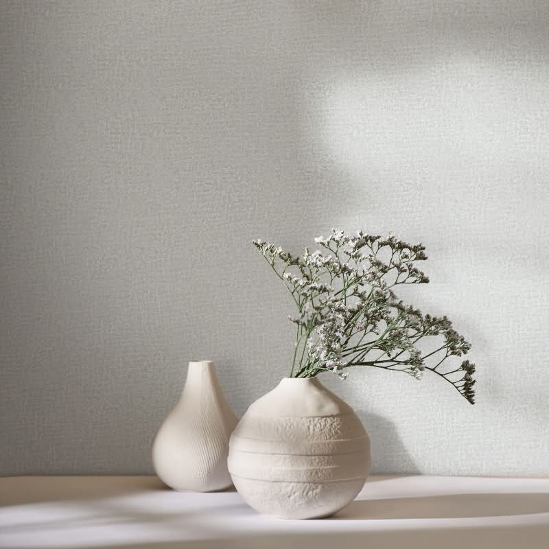 Vliestapete in Grau, Weiß Strukturiertes Textil Putzoptik Uni für Wohnzimmer Schlafzimmer Küche (KG-171448)