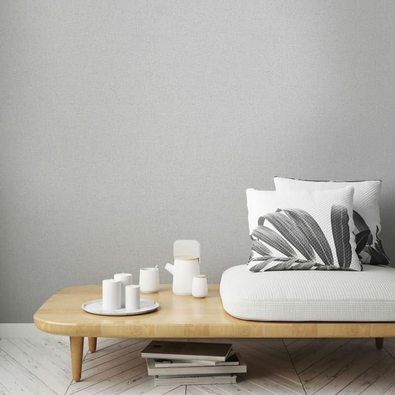 Vliestapete in Grau, Weiß Strukturiertes Textil Putzoptik Uni für Wohnzimmer Schlafzimmer Küche (KG-171448)
