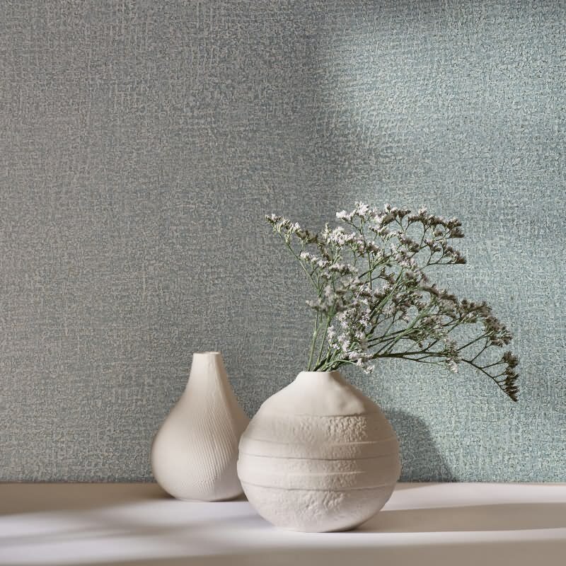 Vliestapete in Blau Strukturiertes Textil Putzoptik Uni für Wohnzimmer Schlafzimmer Küche (KG-171450)