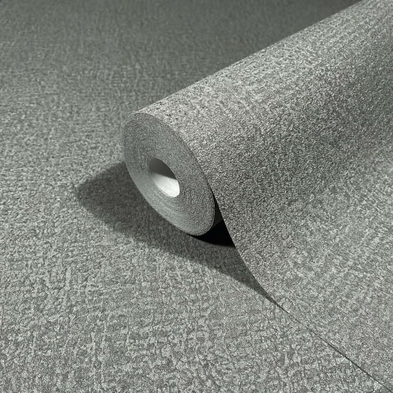 Vliestapete in Grau, Olive Strukturiertes Textil Putzoptik Uni für Wohnzimmer Schlafzimmer Küche (KG-171452)